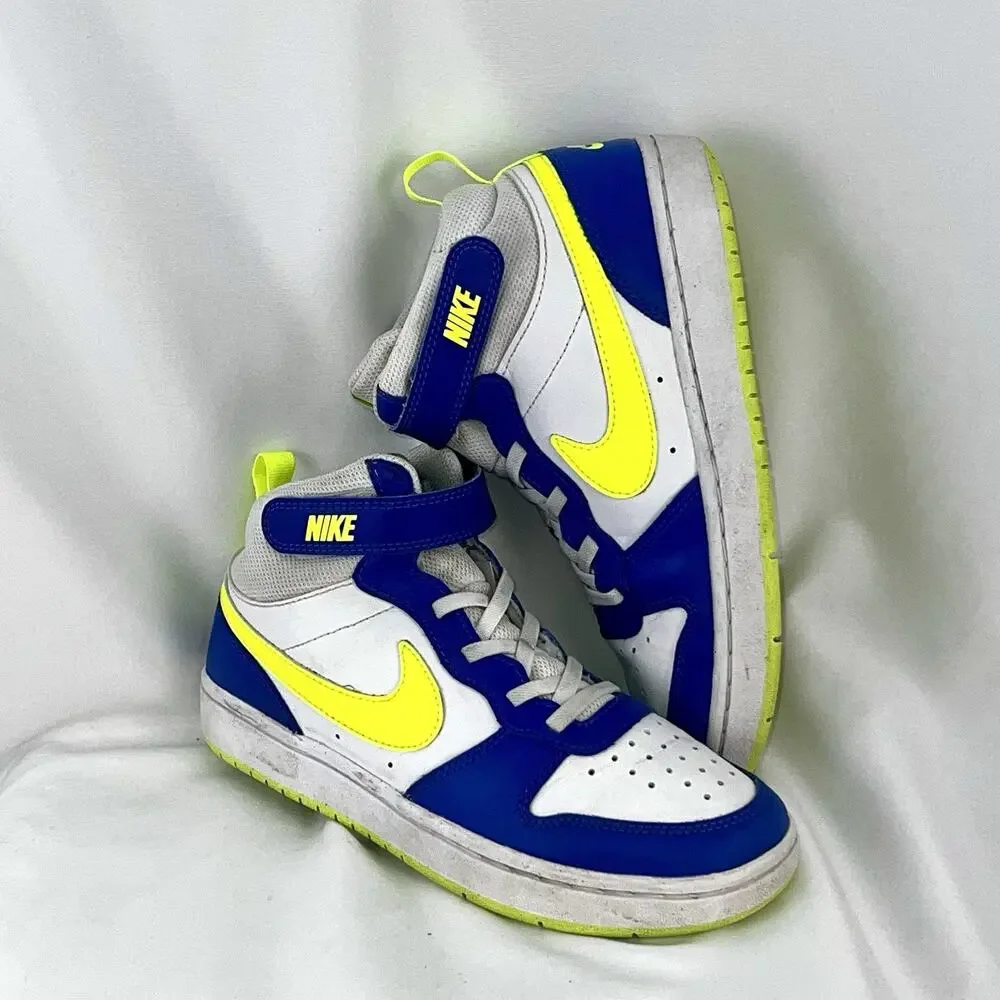 Nike Court Borough Mid 2 Kids Sneakers Blue Volt White Size 3Y HJ9243-488
